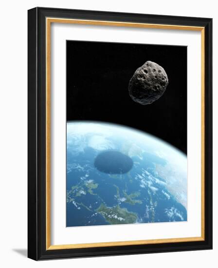 Asteroid Approaching Earth, Artwork-null-Framed Photographic Print