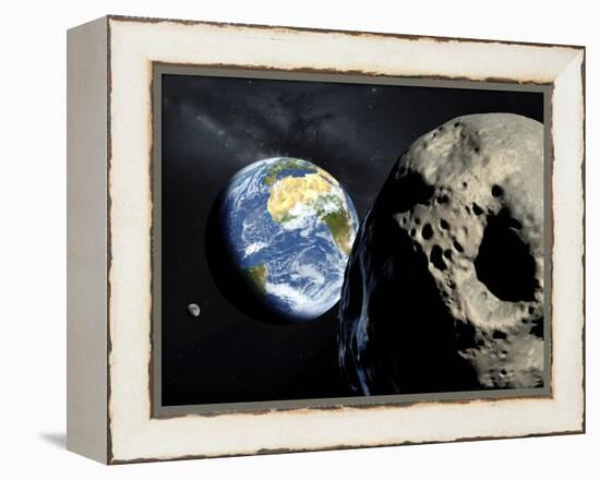 Asteroid Approaching Earth-null-Framed Premier Image Canvas