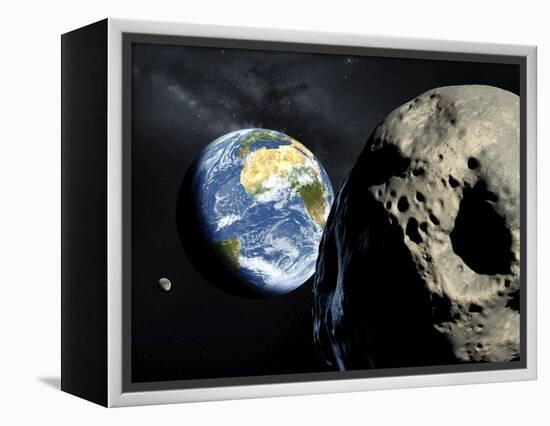 Asteroid Approaching Earth-null-Framed Premier Image Canvas