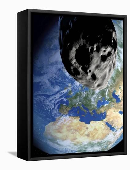 Asteroid Approaching Earth-null-Framed Premier Image Canvas