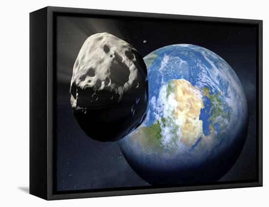 Asteroid Approaching Earth-null-Framed Premier Image Canvas