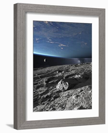 Asteroid Approaching Earth-null-Framed Photographic Print