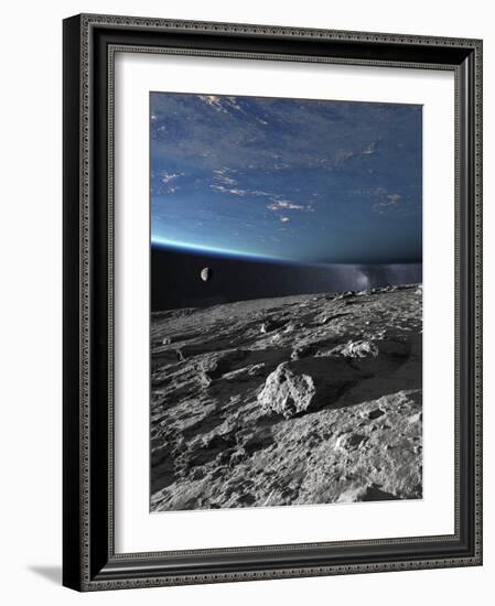 Asteroid Approaching Earth-null-Framed Photographic Print