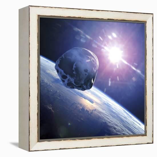 Asteroid Approaching Earth-null-Framed Premier Image Canvas