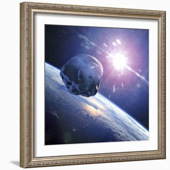 Asteroid Approaching Earth-null-Framed Photographic Print