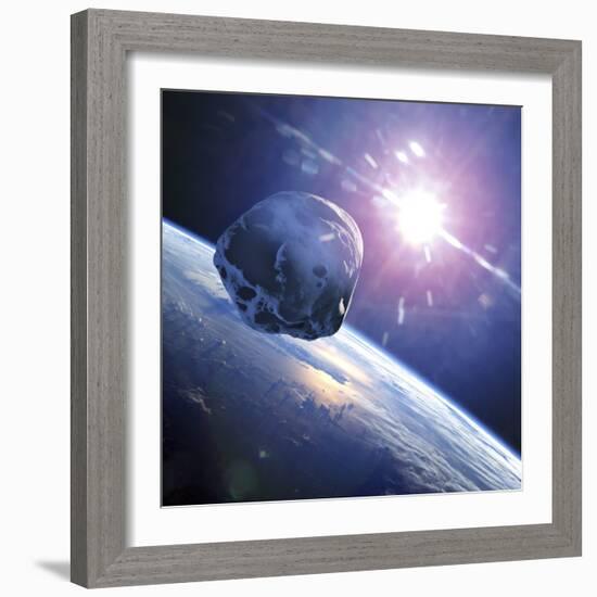 Asteroid Approaching Earth-null-Framed Photographic Print