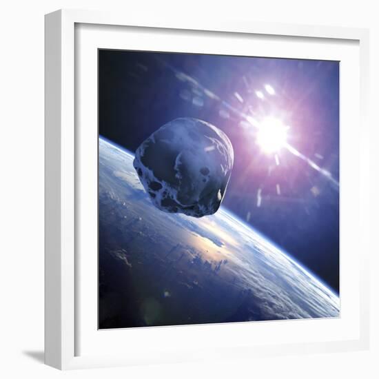 Asteroid Approaching Earth-null-Framed Photographic Print