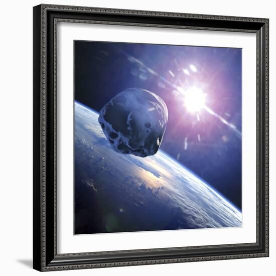 Asteroid Approaching Earth-null-Framed Photographic Print