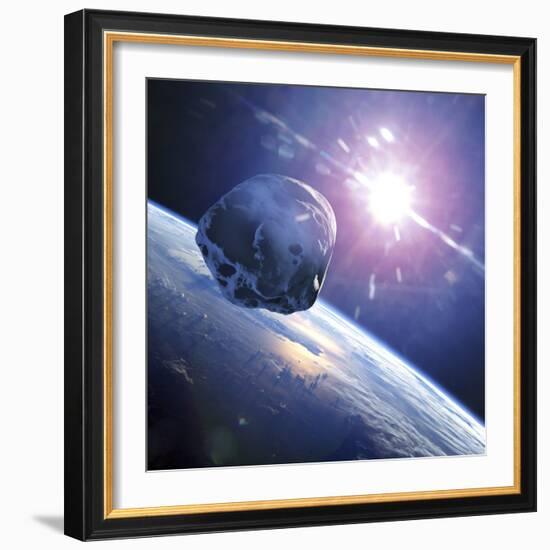 Asteroid Approaching Earth-null-Framed Photographic Print