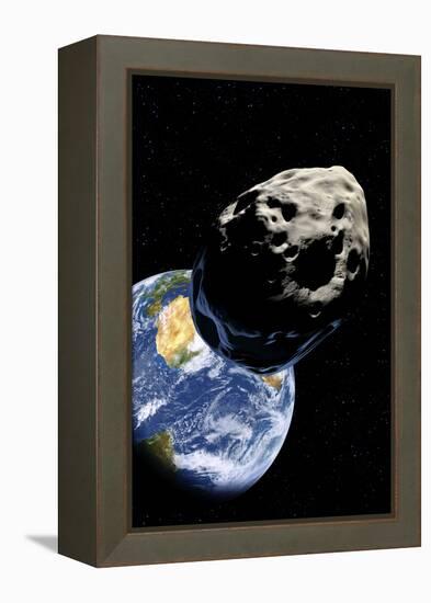 Asteroid Approaching Earth-null-Framed Premier Image Canvas