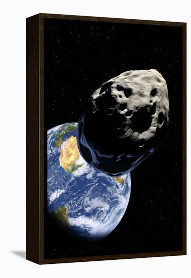 Asteroid Approaching Earth-null-Framed Premier Image Canvas