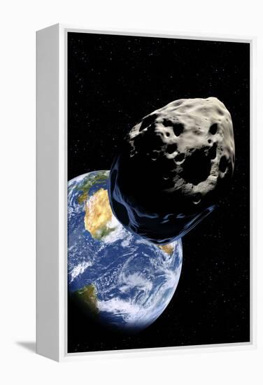 Asteroid Approaching Earth-null-Framed Premier Image Canvas