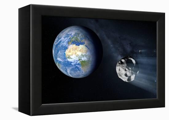 Asteroid Approaching Earth-null-Framed Premier Image Canvas