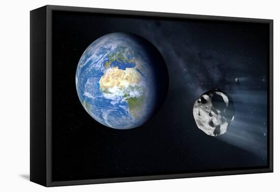 Asteroid Approaching Earth-null-Framed Premier Image Canvas