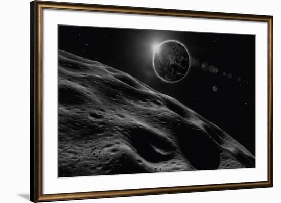 Asteroid Eclipse - Noir-David A Hardy-Framed Giclee Print