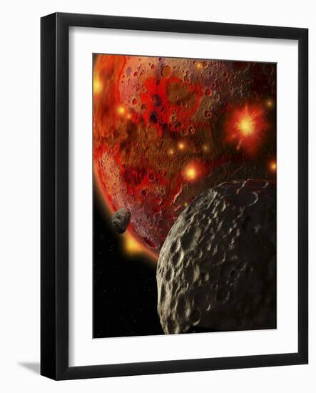 Asteroid Impacts on the Early Earth-Stocktrek Images-Framed Photographic Print