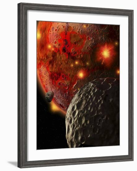 Asteroid Impacts on the Early Earth-Stocktrek Images-Framed Photographic Print