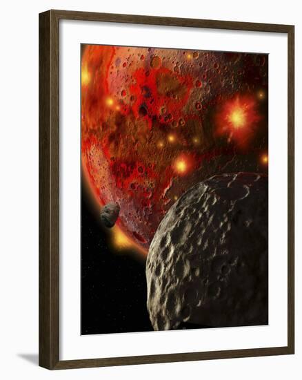 Asteroid Impacts on the Early Earth-Stocktrek Images-Framed Photographic Print