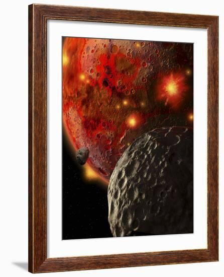 Asteroid Impacts on the Early Earth-Stocktrek Images-Framed Photographic Print