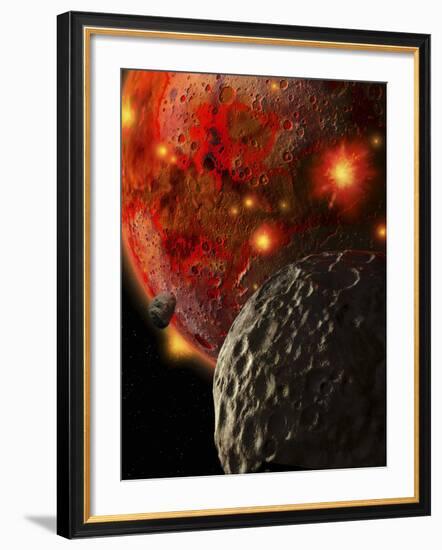 Asteroid Impacts on the Early Earth-Stocktrek Images-Framed Photographic Print