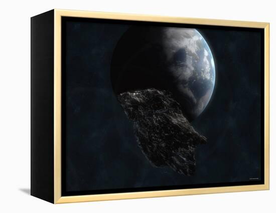 Asteroid in Front of the Earth-Stocktrek Images-Framed Premier Image Canvas