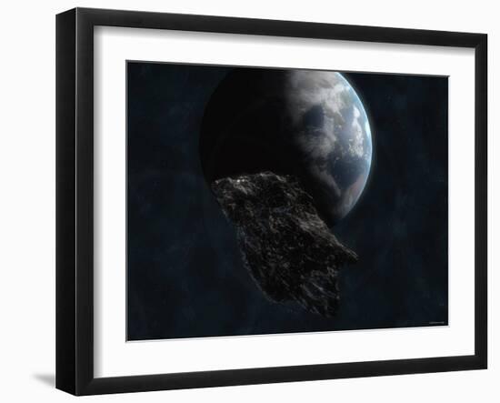 Asteroid in Front of the Earth-Stocktrek Images-Framed Photographic Print