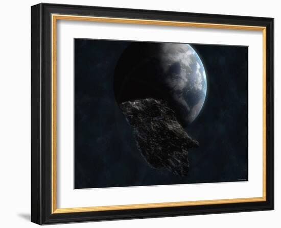 Asteroid in Front of the Earth-Stocktrek Images-Framed Photographic Print