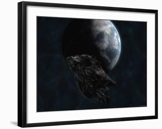 Asteroid in Front of the Earth-Stocktrek Images-Framed Photographic Print