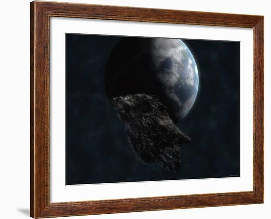 Asteroid in Front of the Earth-Stocktrek Images-Framed Photographic Print