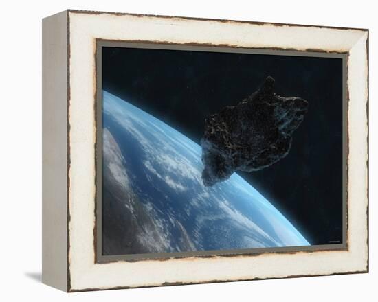 Asteroid in Front of the Earth-Stocktrek Images-Framed Premier Image Canvas