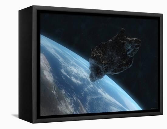 Asteroid in Front of the Earth-Stocktrek Images-Framed Premier Image Canvas