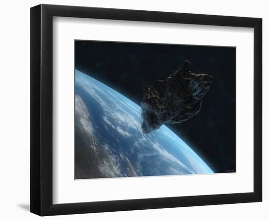 Asteroid in Front of the Earth-Stocktrek Images-Framed Photographic Print