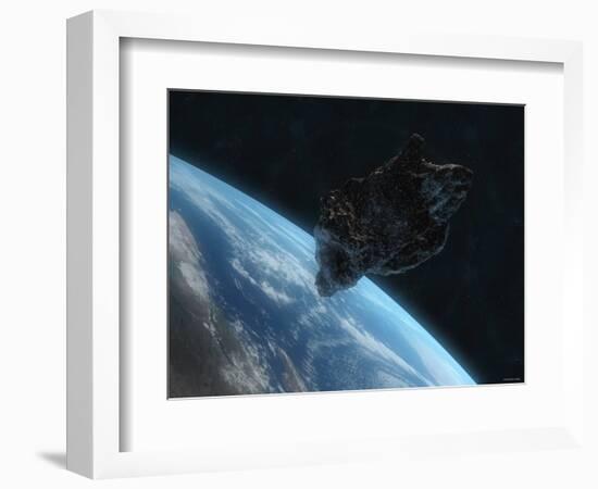 Asteroid in Front of the Earth-Stocktrek Images-Framed Photographic Print