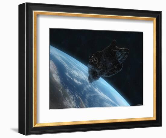 Asteroid in Front of the Earth-Stocktrek Images-Framed Photographic Print