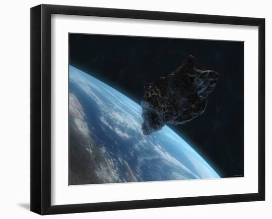 Asteroid in Front of the Earth-Stocktrek Images-Framed Photographic Print