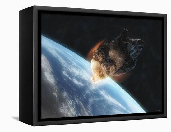 Asteroid in Front of the Earth-Stocktrek Images-Framed Premier Image Canvas