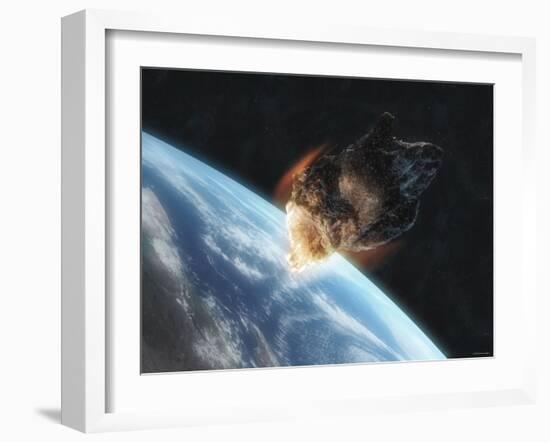 Asteroid in Front of the Earth-Stocktrek Images-Framed Photographic Print