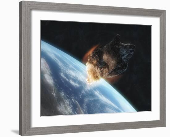 Asteroid in Front of the Earth-Stocktrek Images-Framed Photographic Print