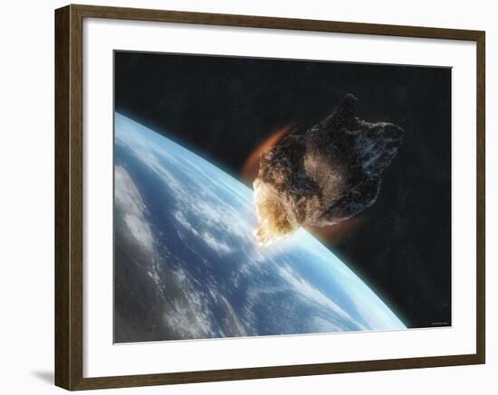 Asteroid in Front of the Earth-Stocktrek Images-Framed Photographic Print