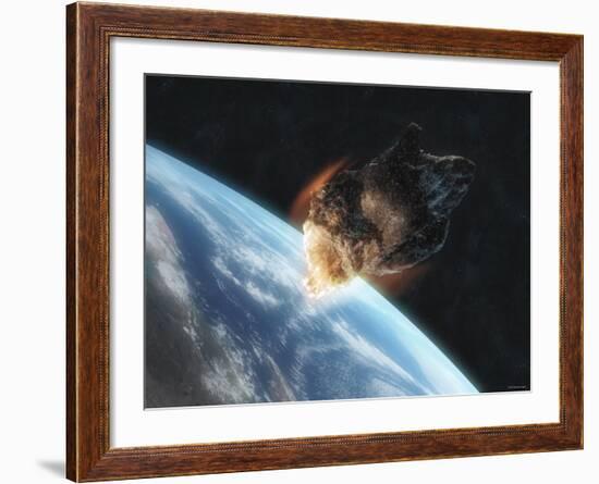 Asteroid in Front of the Earth-Stocktrek Images-Framed Photographic Print