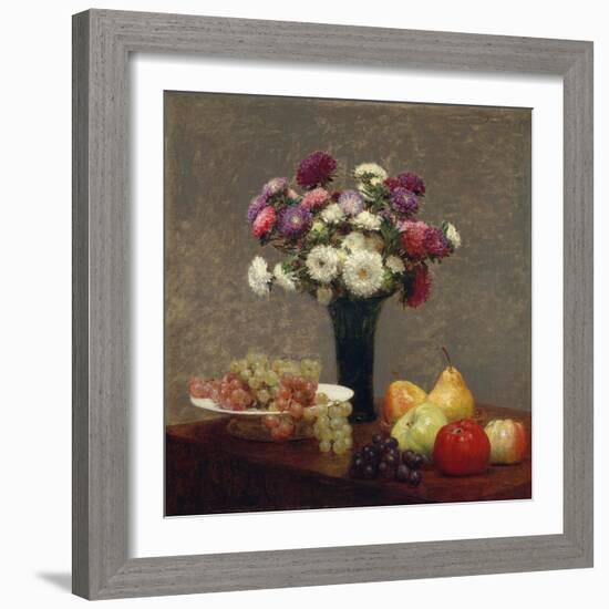 Asters and Fruit on a Table, 1863-Ignace Henri Jean Fantin-Latour-Framed Giclee Print