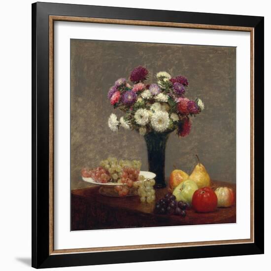 Asters and Fruit on a Table, 1863-Ignace Henri Jean Fantin-Latour-Framed Giclee Print
