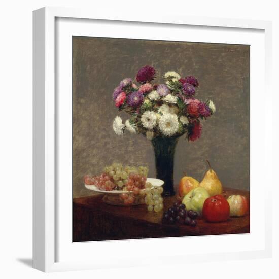 Asters and Fruit on a Table, 1863-Ignace Henri Jean Fantin-Latour-Framed Giclee Print