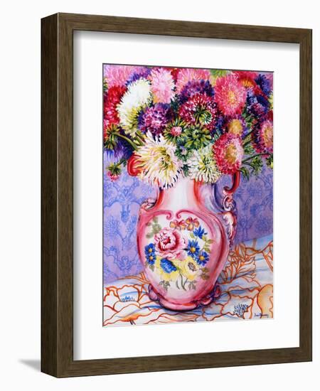 Asters in a Pink Floral Victorian Jug, 2002-Joan Thewsey-Framed Giclee Print