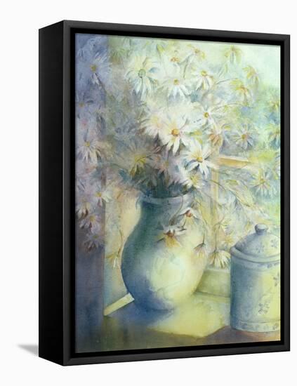 Asters - Snowsprite in Jug on Window Sill-Karen Armitage-Framed Premier Image Canvas