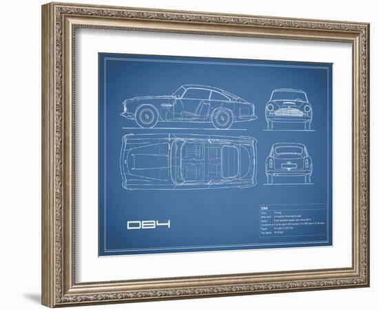 Aston DB4 -Blue-Mark Rogan-Framed Art Print