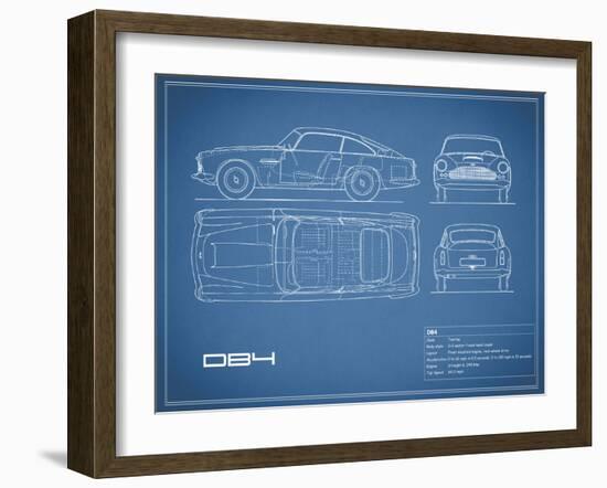 Aston DB4 -Blue-Mark Rogan-Framed Art Print