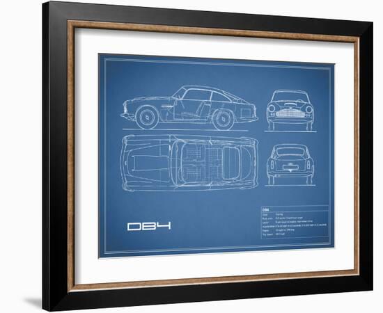 Aston DB4 -Blue-Mark Rogan-Framed Art Print