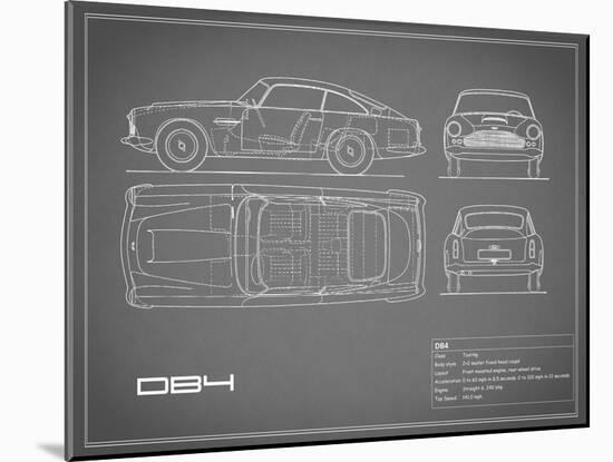 Aston DB4 -Grey-Mark Rogan-Mounted Art Print