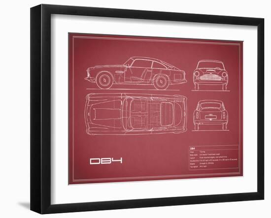 Aston DB4 -Maroon-Mark Rogan-Framed Art Print